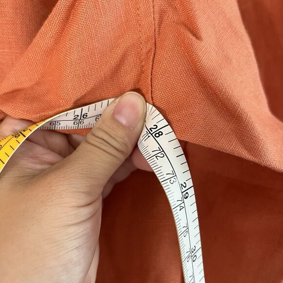 Bridgewater Studios 100% Linen Top Womens 2X Orange Shirt Button Up Long Sleeves - Picture 8 of 8